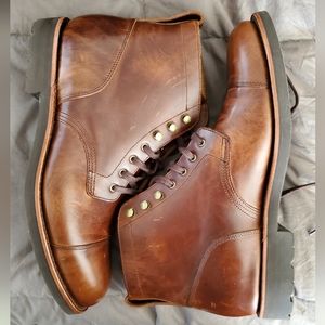 J. Crew Men's 9.5 Burnished Tobacco Kenton Cap Toe Boots